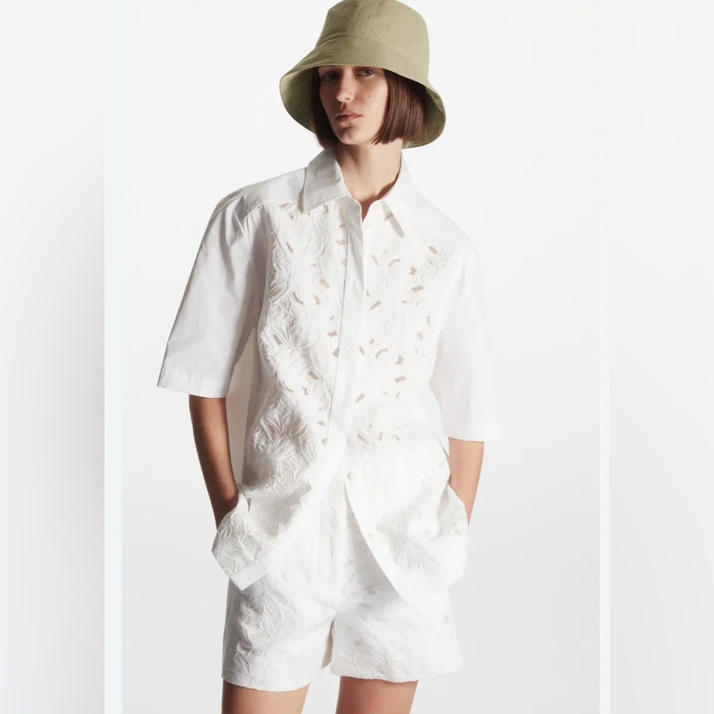 COS White Embroidered Blouse